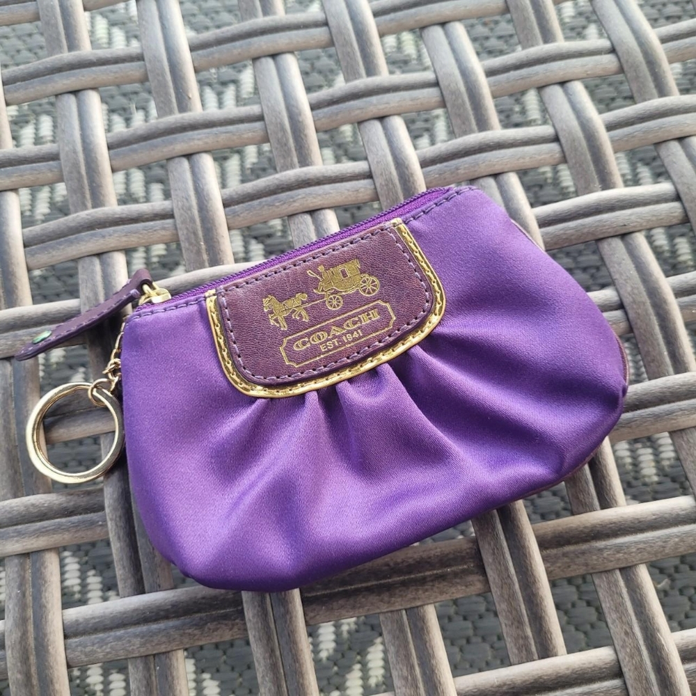 Coach Royal Purple Satin Mini Purse keyholder